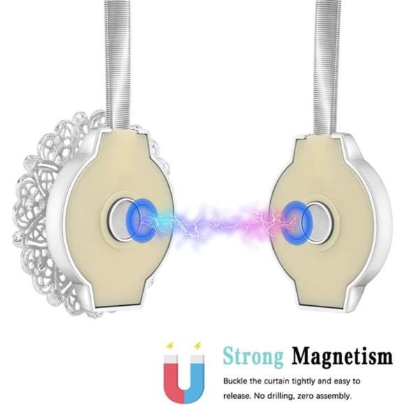 Magnetic Curtain Tiebacks 2 Pack, Crystal Flower Curtain Buckle Decorative - Picture 2 of 6